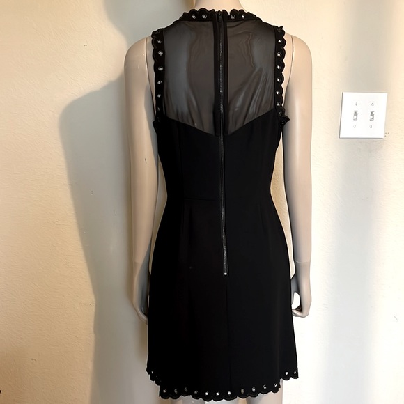 Sam Edelman black scalloped trim grommets cocktail sheer mini dress, size 4 - Picture 6 of 10